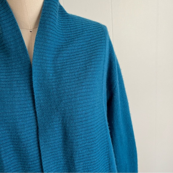 Cynthia Rowley 100% Cashmere Cardigan Sweater Small Peacock Blue Open Front Soft - Picture 3 of 15